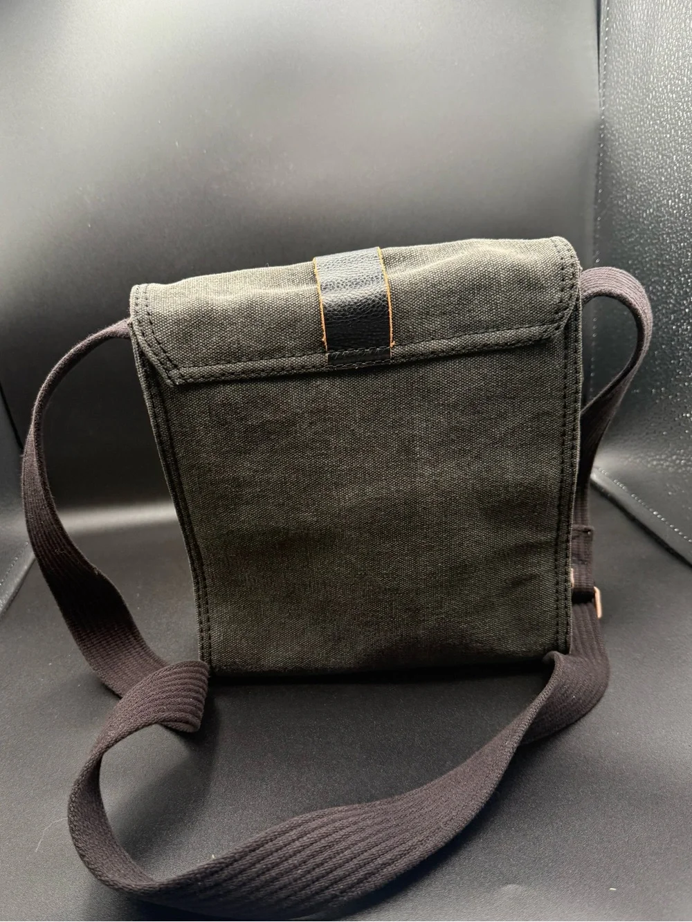 Diesel Olive Canvas Messenger Bag with Black Leather Accents